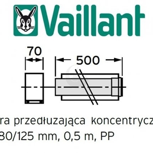 Zdjęcie Vaillant rura przedłużająca koncentryczna 0,5m DN 80/125 303202